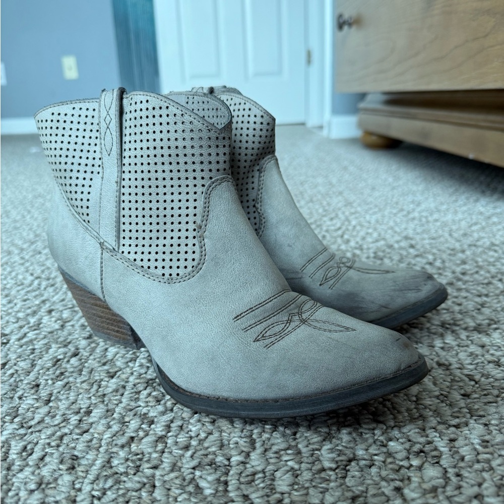 Gray Ankle Cowboy Boots